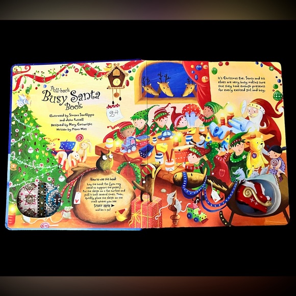 Usborne Pull-Back Busy Santa Book with Sleigh Cart Like New, used once - Picture 6 of 17